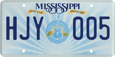 MS license plate HJY005