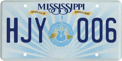 MS license plate HJY006