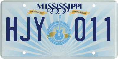 MS license plate HJY011