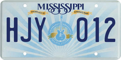 MS license plate HJY012