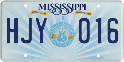 MS license plate HJY016