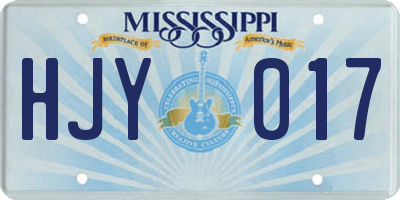 MS license plate HJY017