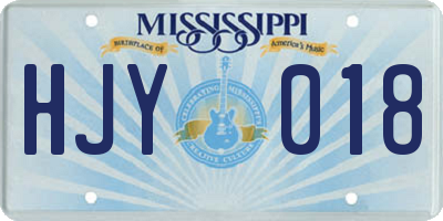 MS license plate HJY018