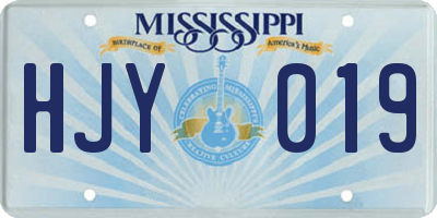 MS license plate HJY019