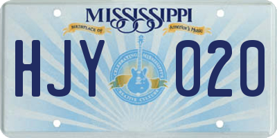 MS license plate HJY020