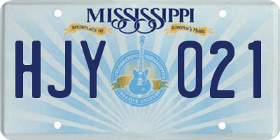 MS license plate HJY021