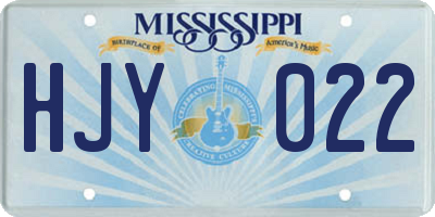 MS license plate HJY022