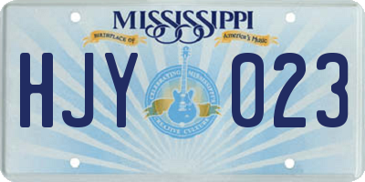 MS license plate HJY023