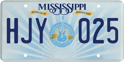 MS license plate HJY025