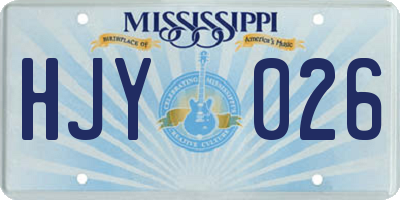 MS license plate HJY026