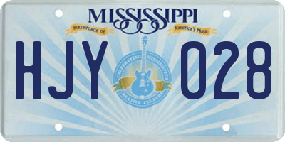 MS license plate HJY028