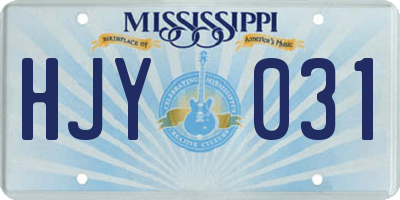 MS license plate HJY031