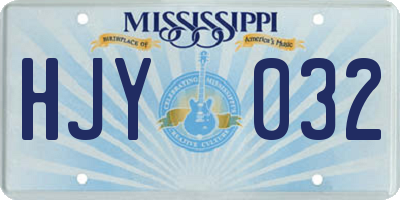 MS license plate HJY032