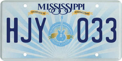 MS license plate HJY033