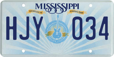 MS license plate HJY034