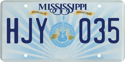 MS license plate HJY035