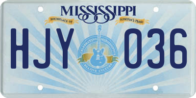 MS license plate HJY036