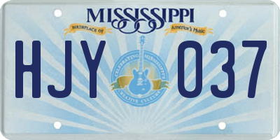 MS license plate HJY037