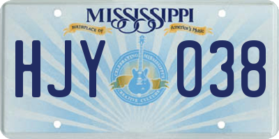MS license plate HJY038