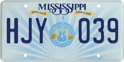 MS license plate HJY039