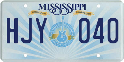 MS license plate HJY040