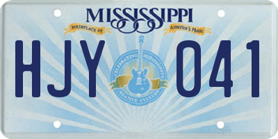 MS license plate HJY041