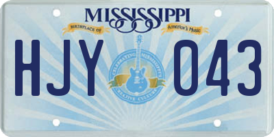 MS license plate HJY043