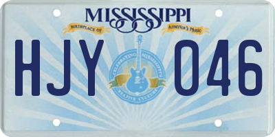 MS license plate HJY046