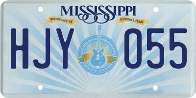 MS license plate HJY055