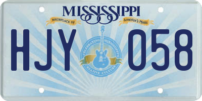 MS license plate HJY058