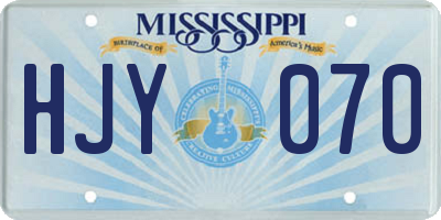 MS license plate HJY070