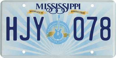 MS license plate HJY078