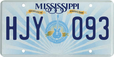 MS license plate HJY093