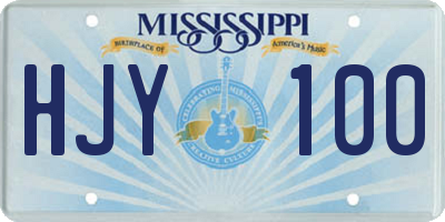 MS license plate HJY100