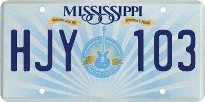 MS license plate HJY103
