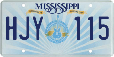 MS license plate HJY115