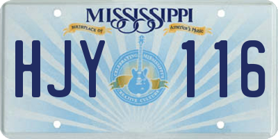 MS license plate HJY116