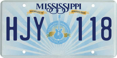 MS license plate HJY118