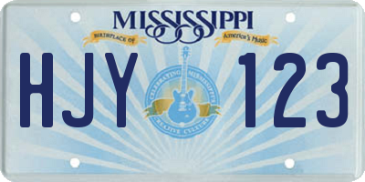 MS license plate HJY123