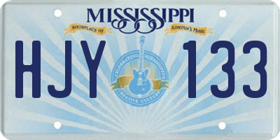 MS license plate HJY133