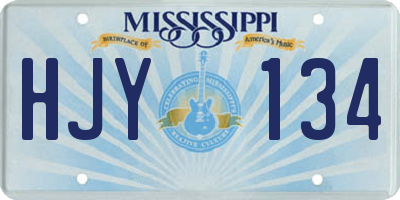 MS license plate HJY134