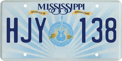 MS license plate HJY138