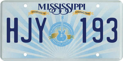 MS license plate HJY193