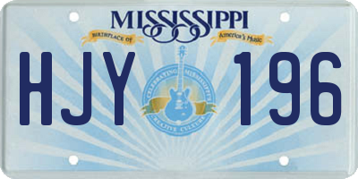 MS license plate HJY196