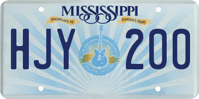 MS license plate HJY200
