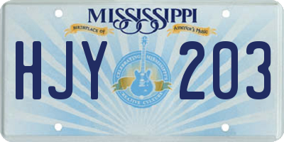 MS license plate HJY203