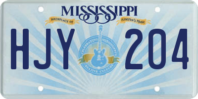 MS license plate HJY204