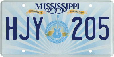 MS license plate HJY205