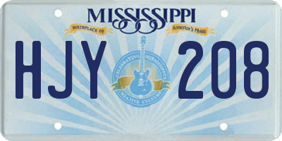 MS license plate HJY208
