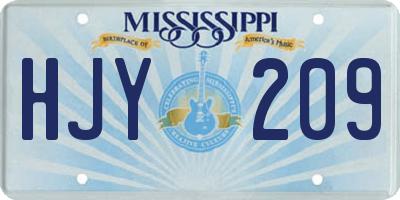 MS license plate HJY209